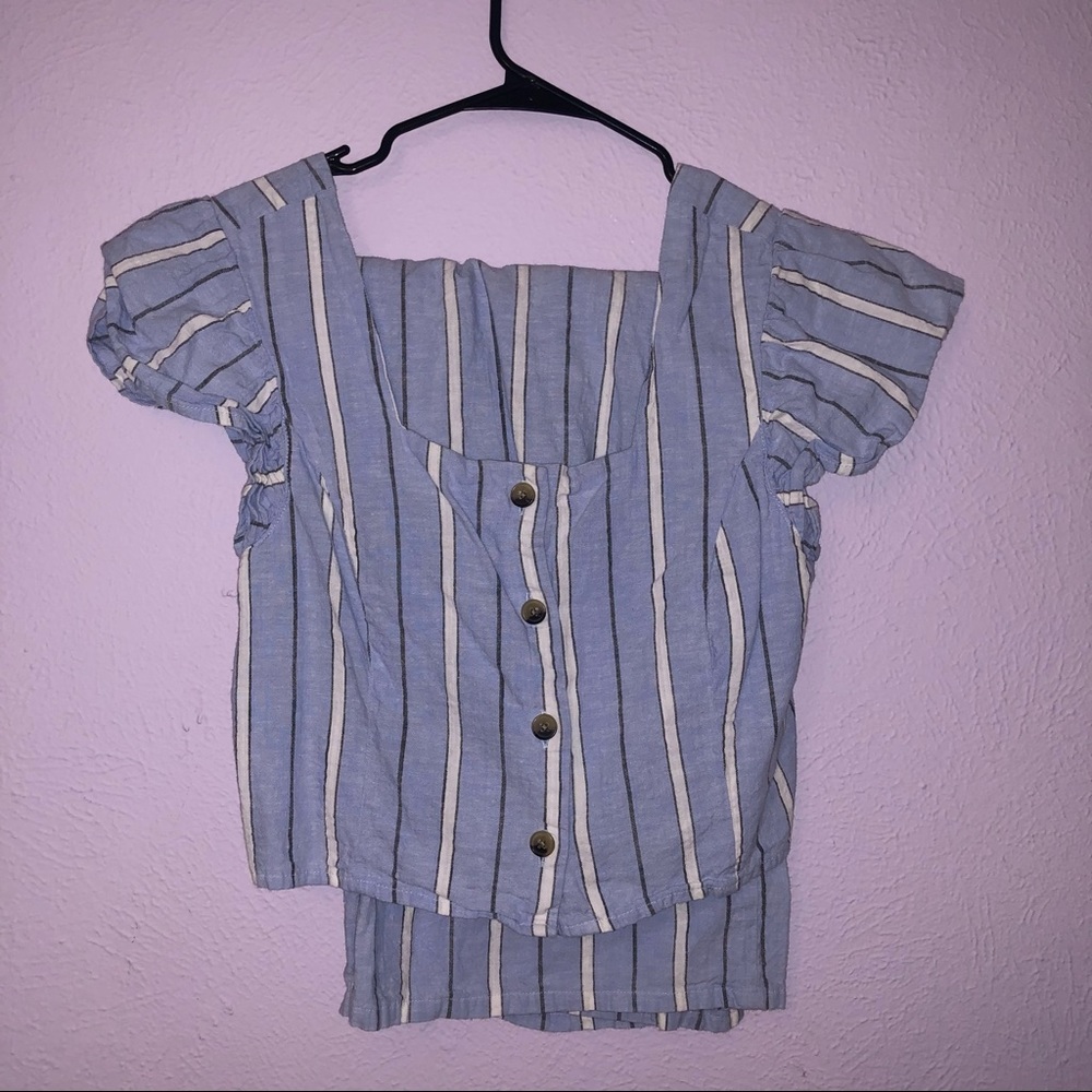 Blue And White Shirt And Pants Set L